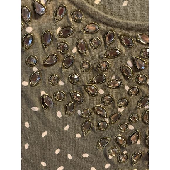 Anthropologie Deletta Tank Small Womens Army Green & Beige with Embellishments - Picture 4 of 9